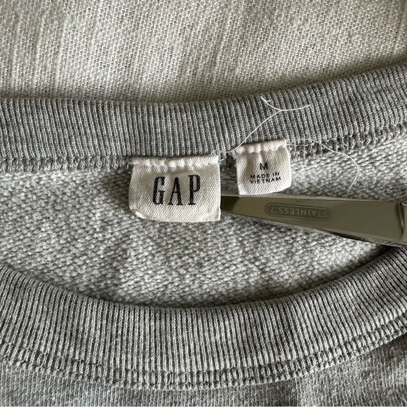 Gap Pullover Sweatshirt Womens M Cursive Logo Crewneck Striped Sleeve Y2K Retro - Picture 7 of 10
